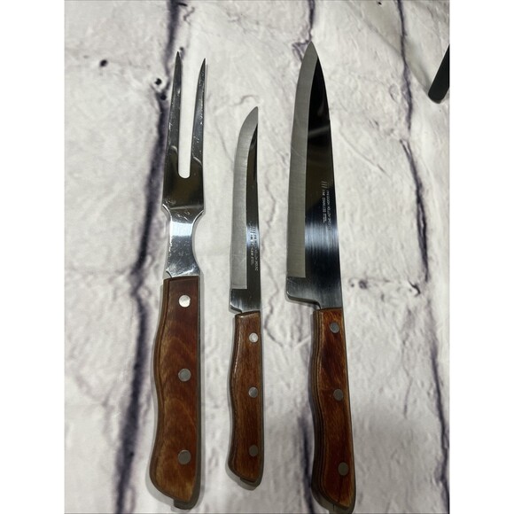 Maxam Precision Hollow Ground Fine Stainless Steel Carving Chef Knives and Fork - Picture 1 of 6